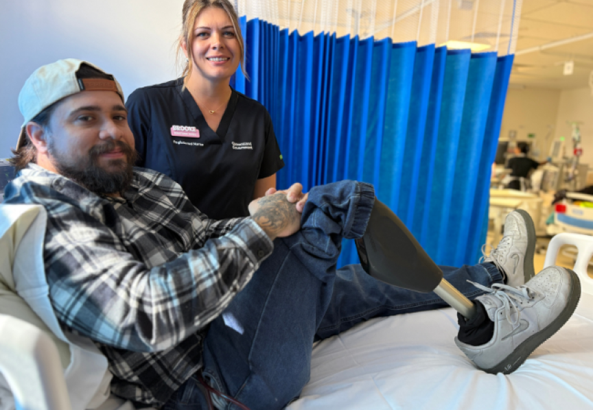 Man undergoing kidney dialysis