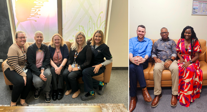 Collage of two photos of mental health staff