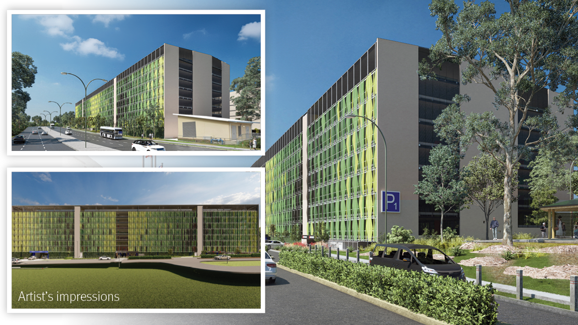 Artist rendition of external facade for hospital carpark.