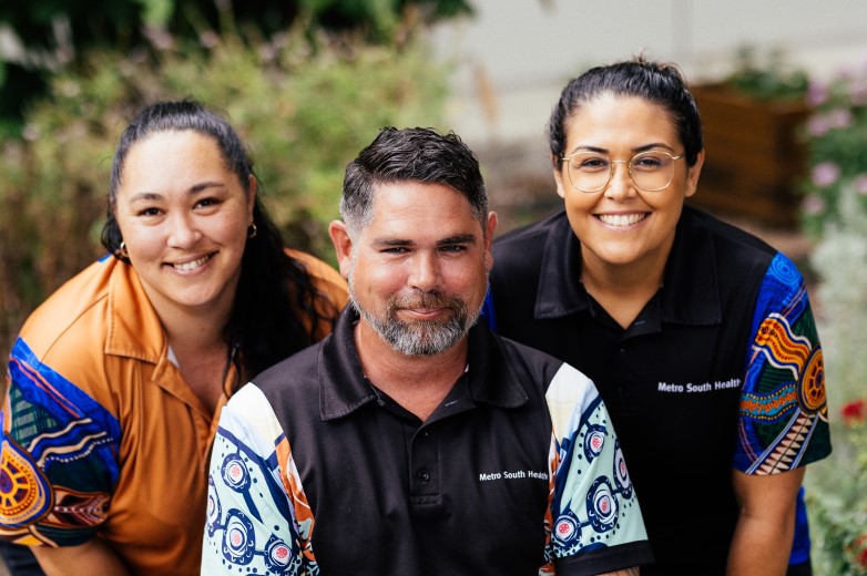 Happy First Nations Australian staff in Metro South Health uniform