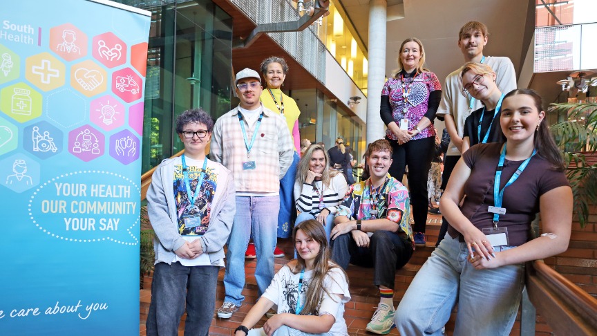 Young people gathered on TRI stairway