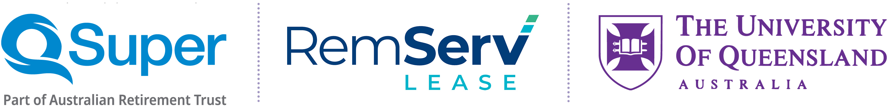 Logos of organisations QSuper, Remserv and The University of Queensland