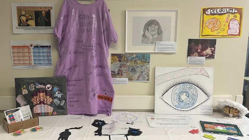 Various art works on a table