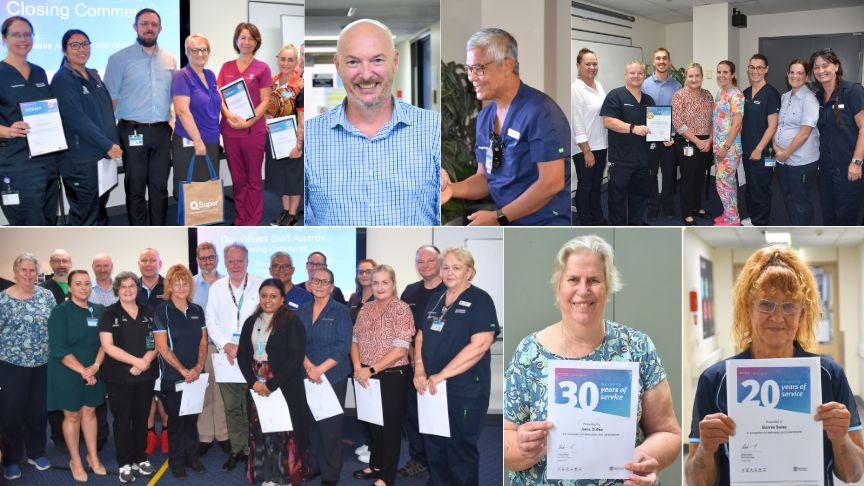 Collage image of staff at an awards ceremony