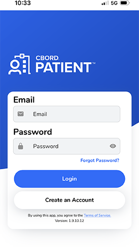 A log in screen to an app in blue colour