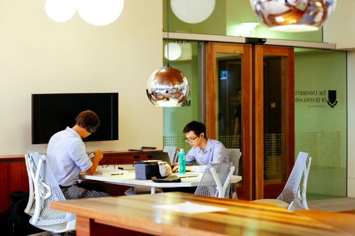 Two students studying