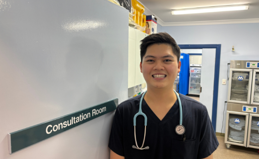 Close up photograph of young male doctor