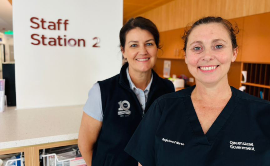 Close up photograph of two female nurses
